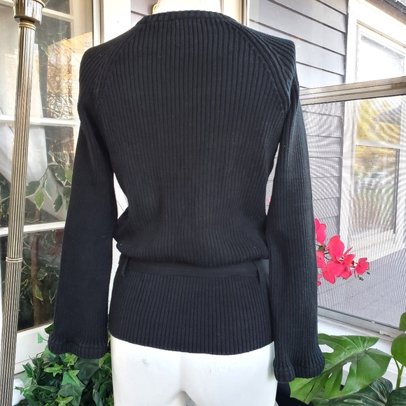 J Crew Black Belted Sweater 91% Cotton Size S-M - Picture 5 of 5